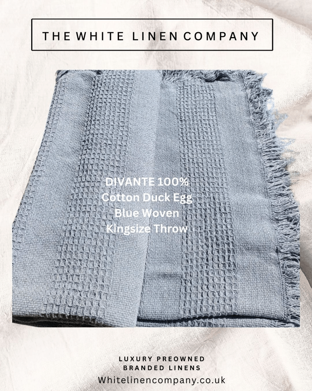 Cotton Duck Egg Blue Heavy Tassle Cotton Bedspread Throw