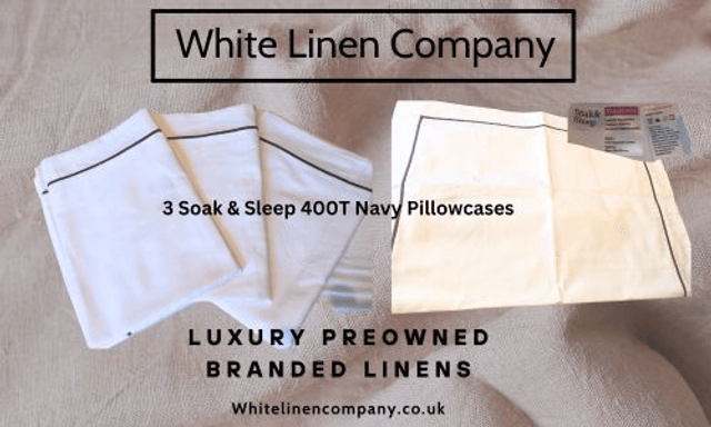 Soak & Sleep Oxford Navy Trim Pillowcases