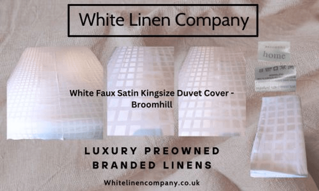 White Faux Satin Double Duvet Cover