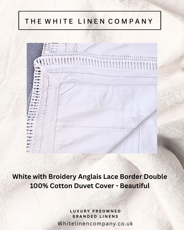 ALSO HOME Lace TrimmedQueen  Double White 100% Cotton Duvet Cover