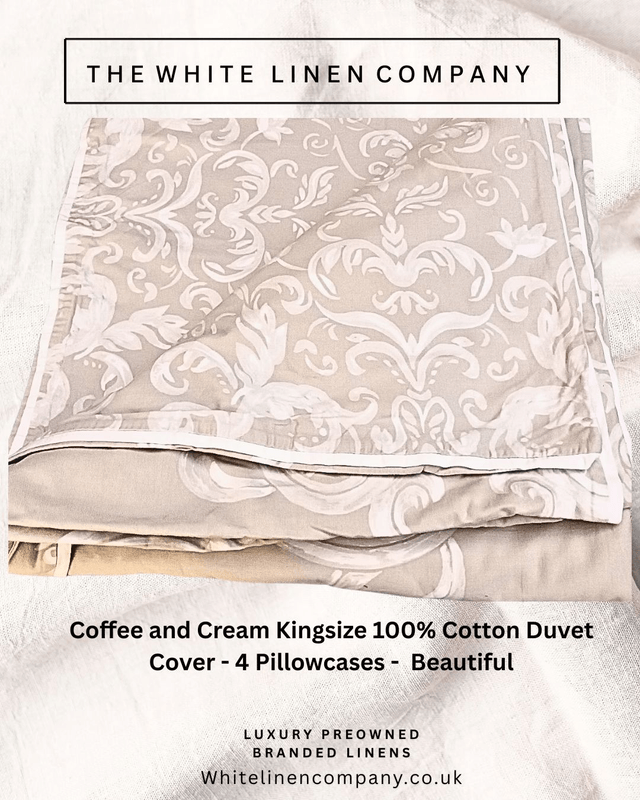 Sheridan Coffee Floral Cotton Kingsize Duvet Cover with 2 x regular pillowcases and 2 x French pillowcases