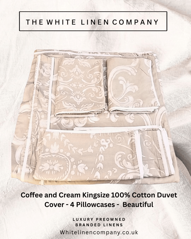 Sheridan Coffee Floral Cotton Kingsize Duvet Cover with 2 x regular pillowcases and 2 x French pillowcases