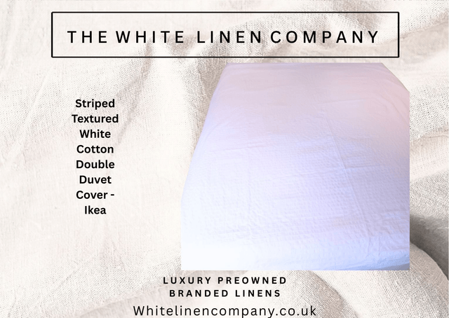 Striped Textured 100% Cotton White Duvet Cover