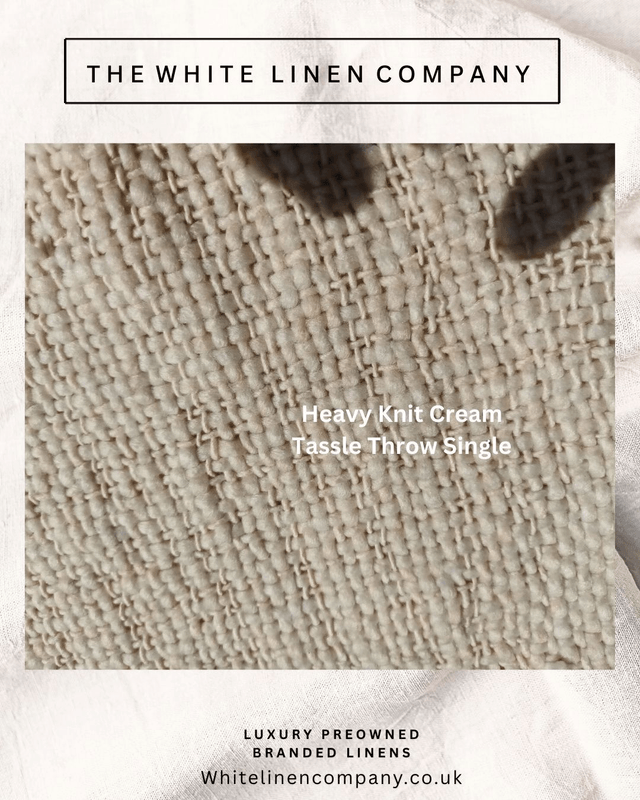 Cream Knitted Quality Bedspread Throw