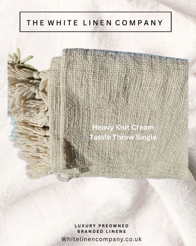 Cream Knitted Quality Bedspread Throw