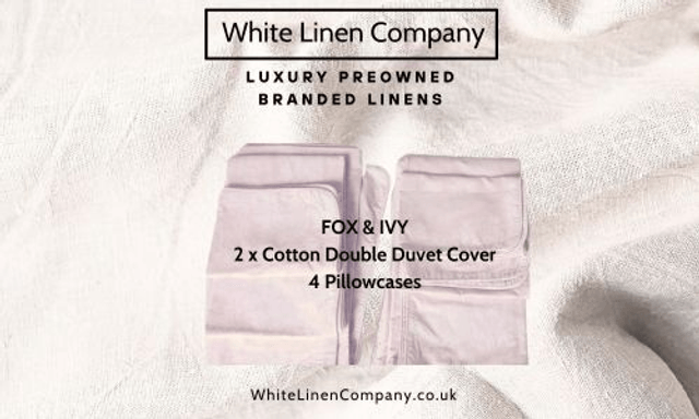 Fox & Ivy - 2 x Double Duvet Covers with 4 x Pillowcases - White