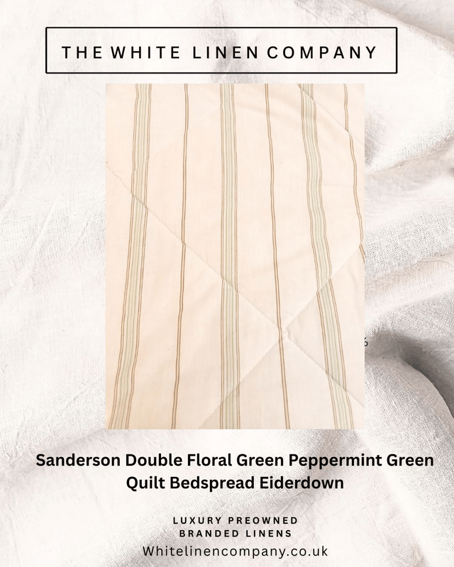 Sanderson Double Floral Cream and Peppermint Green Quilt Bedspread Eiderdown