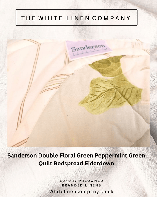Sanderson Double Floral Cream and Peppermint Green Quilt Bedspread Eiderdown