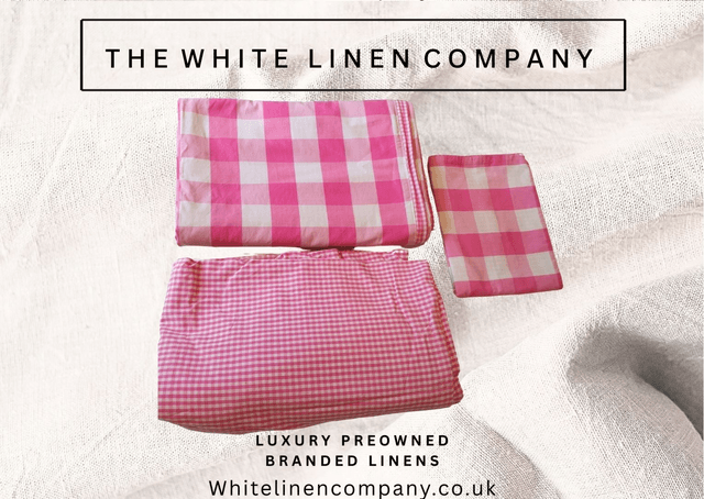 Single Pink Check 100% Cotton Duvet Cover, Fitted Sheet & Pillowcase