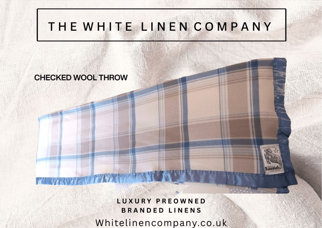Check Soft Blue Coffee Blanket Throw