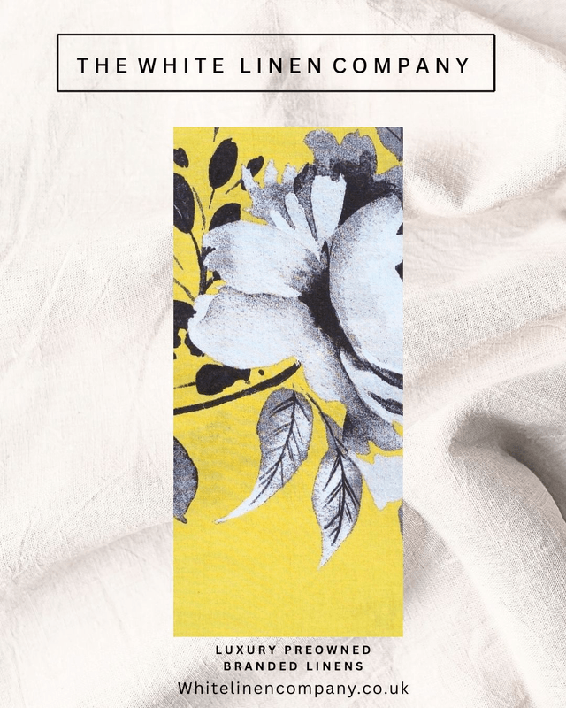 VINTAGE MAISON Kingsize 100% Yellow Flower Print Cotton with Grey Lace Borders 2 Piillowcases
