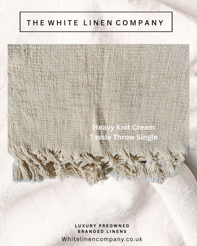 Cream Knitted Quality Bedspread Throw