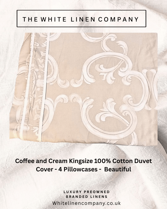 Sheridan Coffee Floral Cotton Kingsize Duvet Cover with 2 x regular pillowcases and 2 x French pillowcases