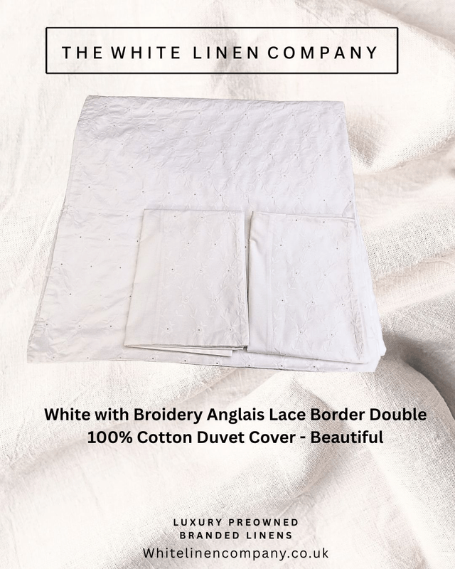 ALSO HOME Lace TrimmedQueen  Double White 100% Cotton Duvet Cover