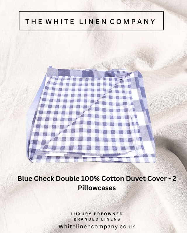 Blue  Check Double Duvet Cover with 2 x Pillowcases