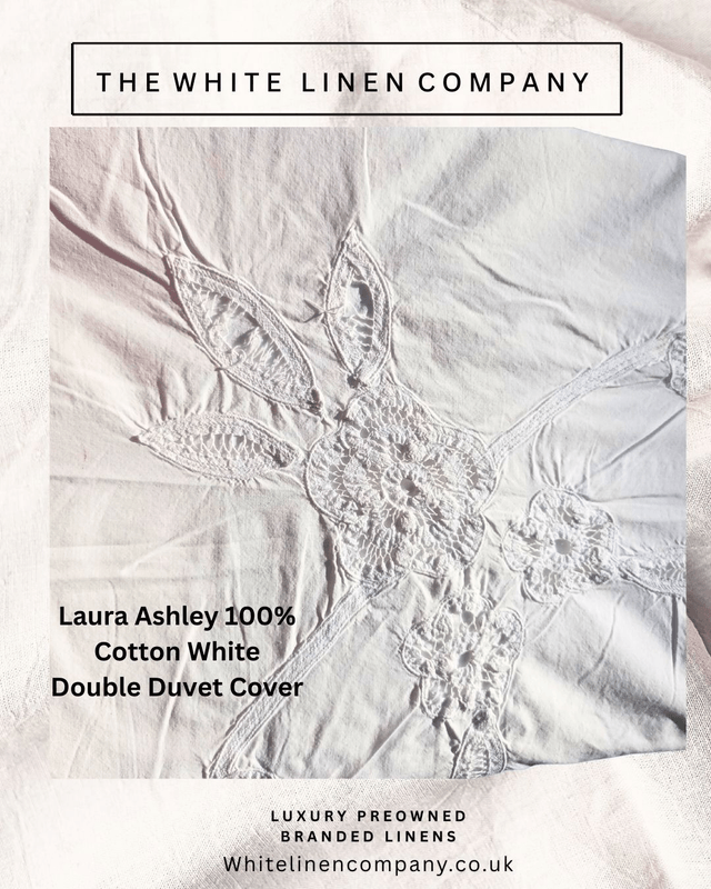 1 Laura Ashley 100% Cotton White Embroidered Double Duvet Cover