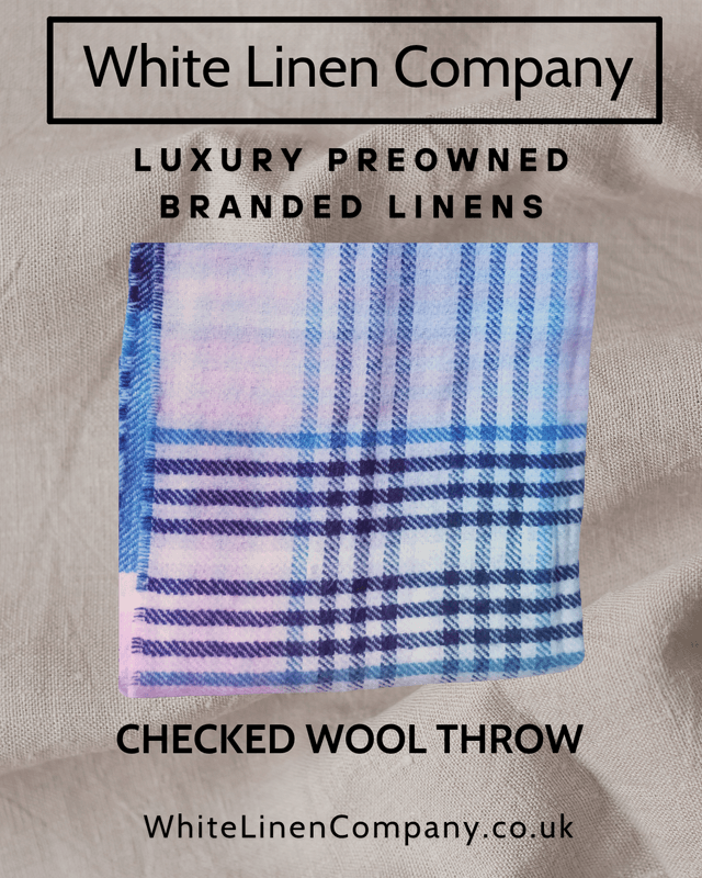 JOHN LEWIS - Pink & Blue Check Soft Blanket Rug Throw - Pink & Blue