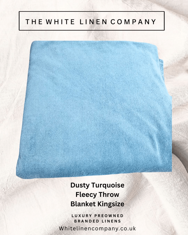 Duck Egg/Dusty Turquoise Blue Kingsize Fleecy Blanket Throw