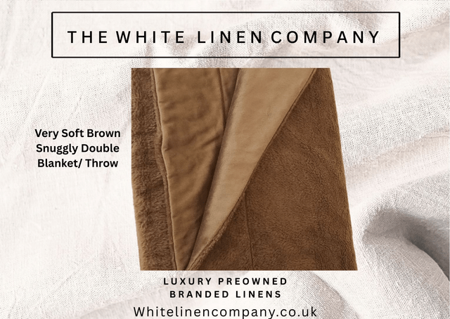 Snuggly Brown Bordered Blanket Rug Throw -Brown