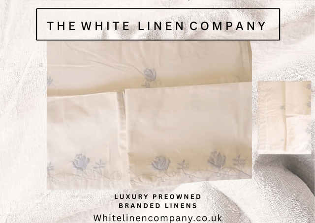 Helena Springfield Double 100% Cotton Embroidered White and Pale Blue Duvet Cover (1)