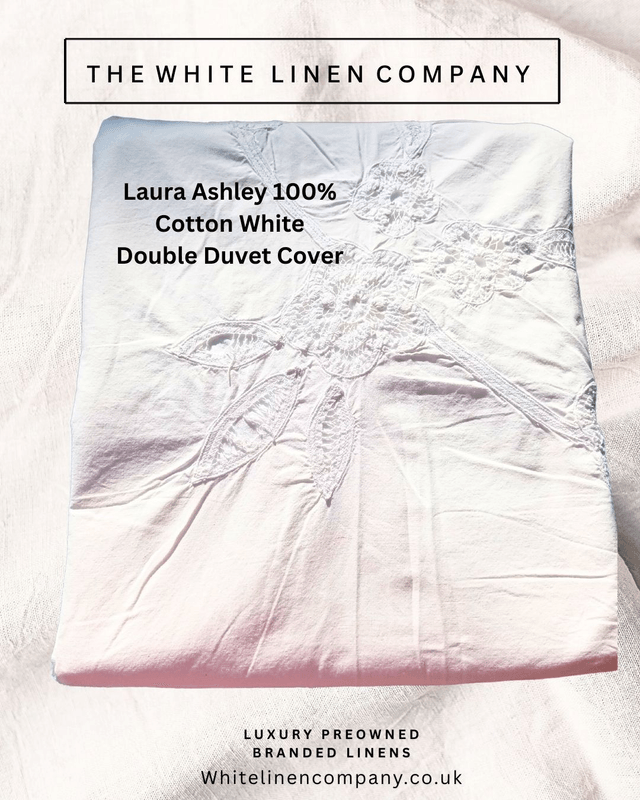 1 Laura Ashley 100% Cotton White Embroidered Double Duvet Cover