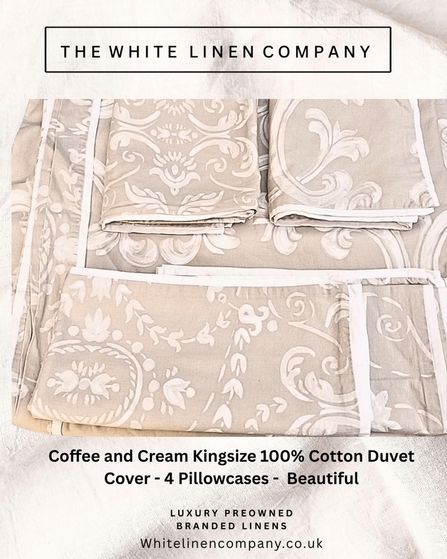 Sheridan Coffee Floral Cotton Kingsize Duvet Cover with 2 x regular pillowcases and 2 x French pillowcases