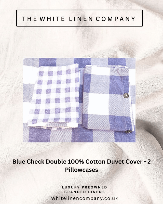 Blue  Check Double Duvet Cover with 2 x Pillowcases