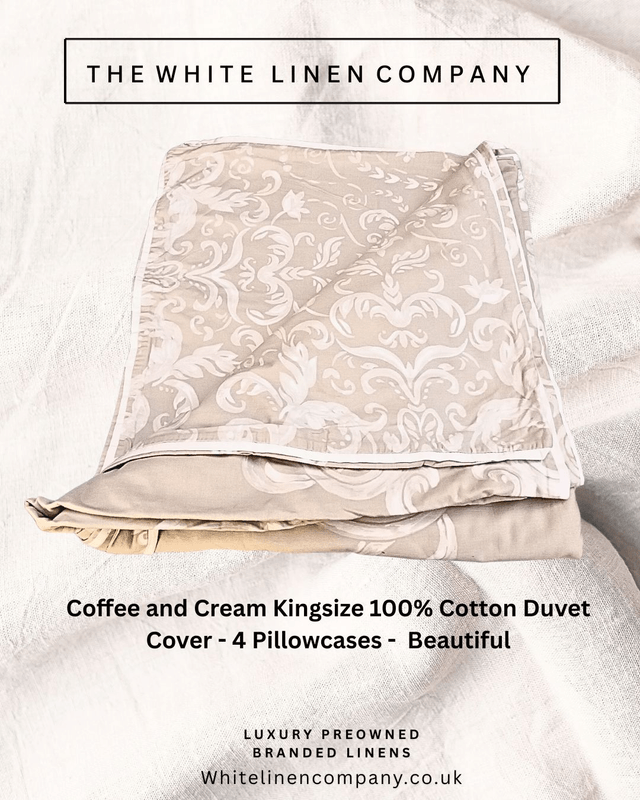 Sheridan Coffee Floral Cotton Kingsize Duvet Cover with 2 x regular pillowcases and 2 x French pillowcases