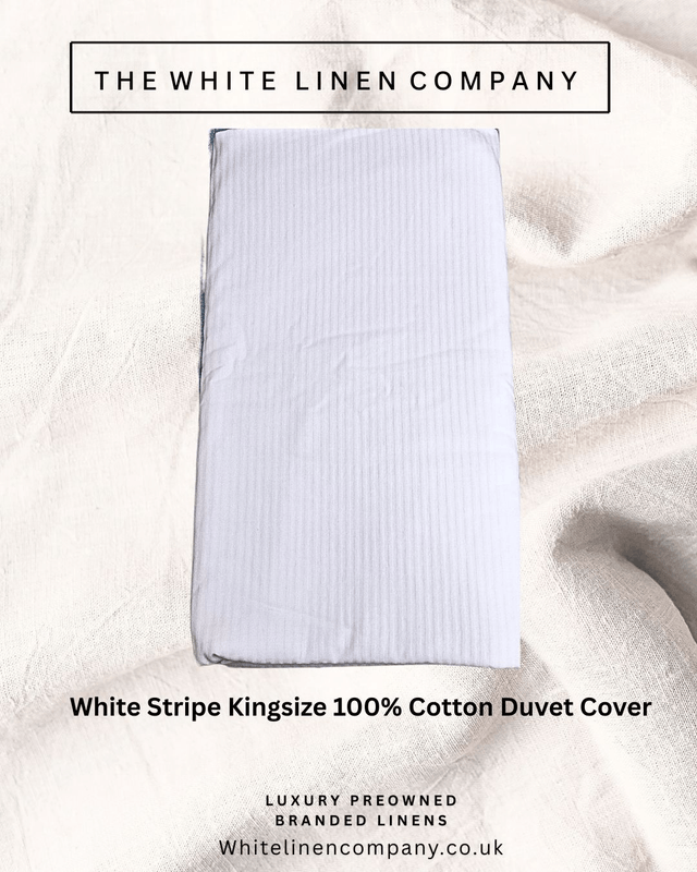 White Stripe Kingsize 100% Cotton Duvet Cover