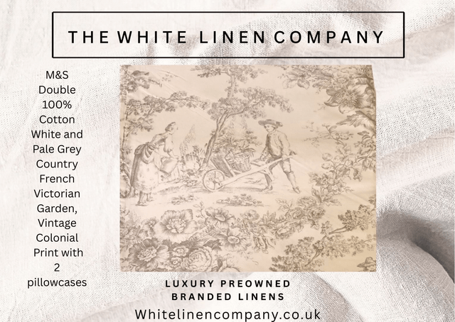M&S White Double 100% Cotton White and Pale Beige Paisley Print with 2 pillowcases