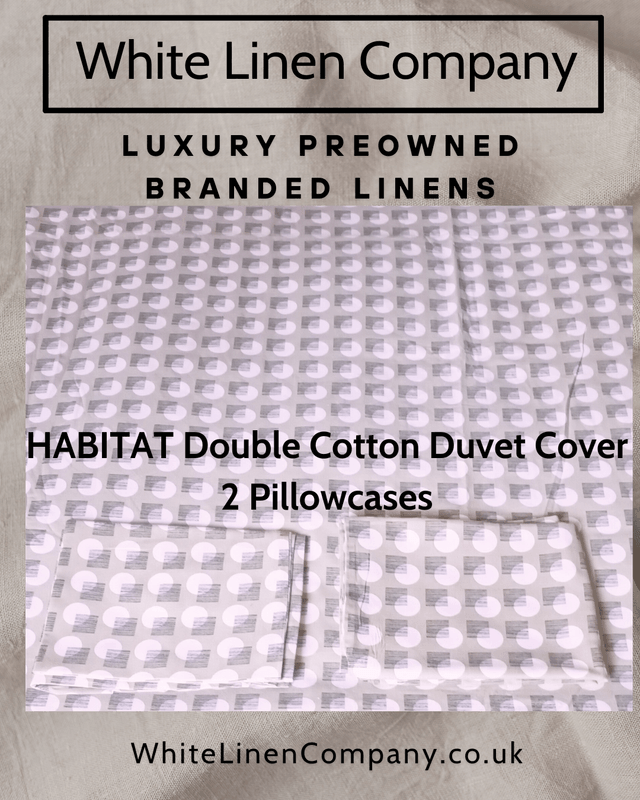 HABITAT - Pink & Coffee Print -  100% Cotton Double Duvet Cover - Wooden Buttons - 2 x Pillowcases