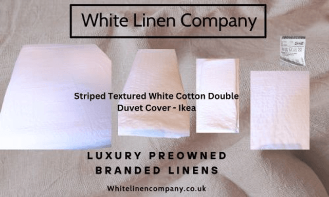 Striped Textured 100% Cotton White Duvet Cover