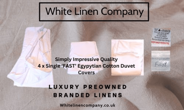 Simple Stunning Quality - 4 x Single 'FAST Egyptian Cotton' (Very Soft) Single Duvet Covers with Ties