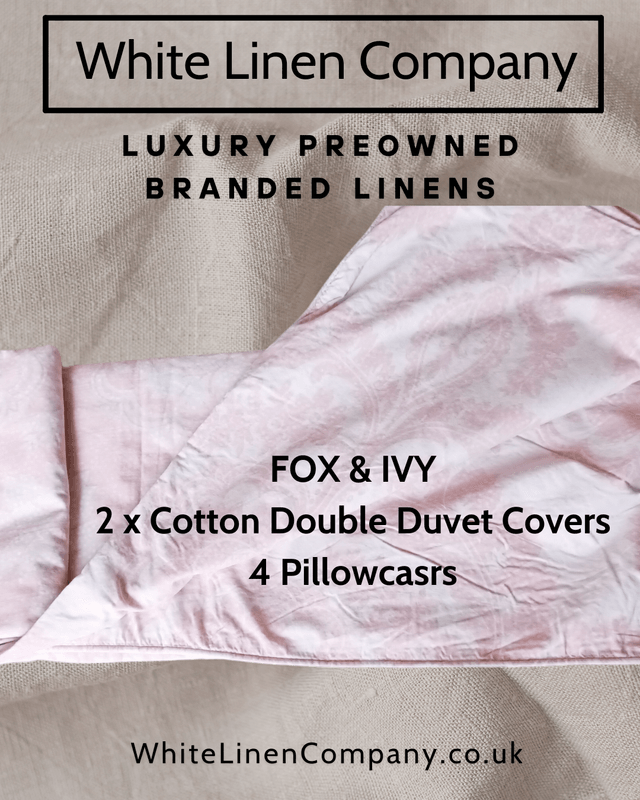 Fox & Ivy - 2 x Double Duvet Covers with 4 x Pillowcases - White