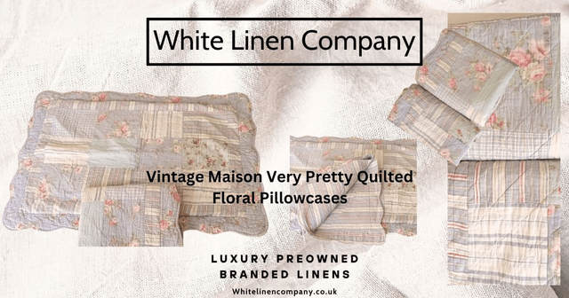 2 Vintage Maison -  Very Pretty Quilted Floral Pillowcases