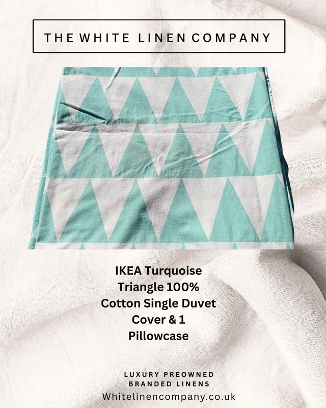 Ikea - Turquoise Triangle Pattern Single 100% Cotton Duvet Cover - Very Pretty (1)