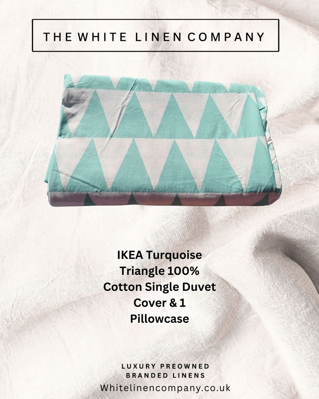 Ikea - Turquoise Triangle Pattern Single 100% Cotton Duvet Cover - Very Pretty (1)