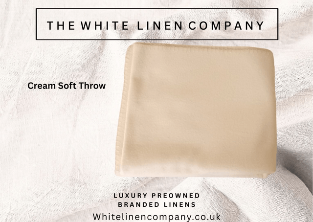 Small Cream Soft Woollen Blanket Rug Throw - Cream