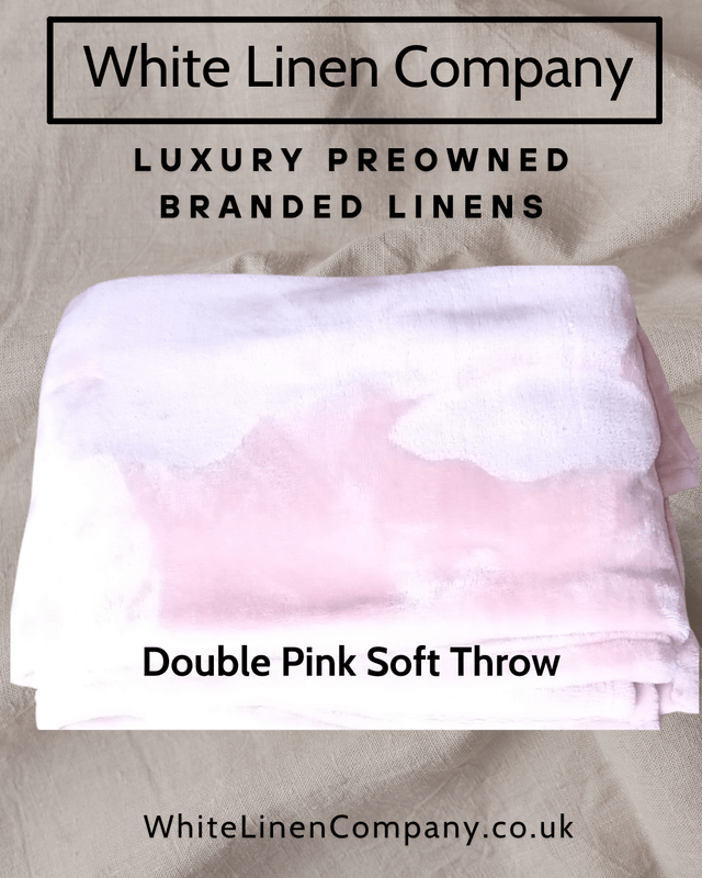 JOHN LEWIS - Pink Fleecy Soft Ribbed Blanket Rug Throw - Pink