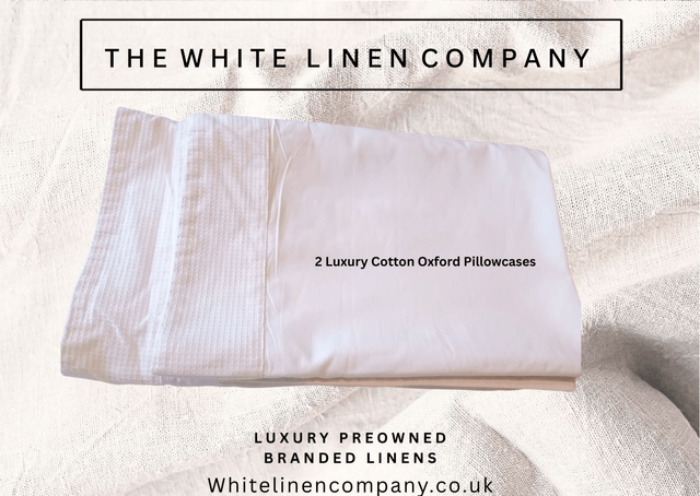 2 White 100% Cotton Oxford Pillowcases