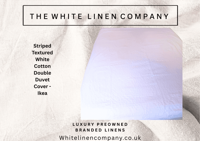 Hotel Collection Kingsize Cotton White Striped Duvet Cover No Pillowcases