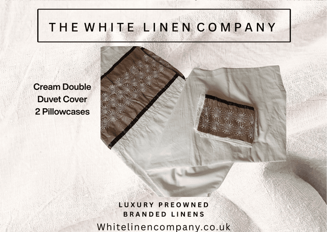 FOX &amp; FRY - Luxury 100% White Egyptian Cotton - Kingsize Duvet Cover - 2 Pillowcases - Butterfly Embroidered (1)