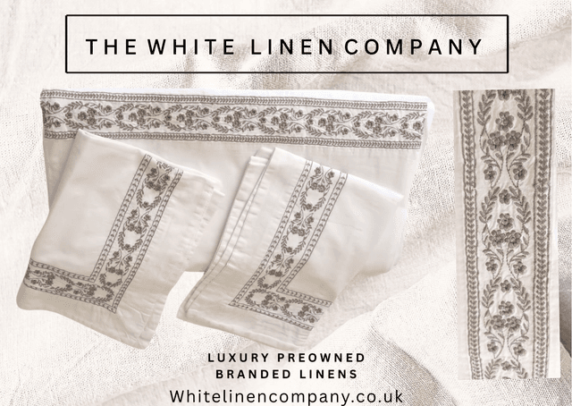 House of Fraser Junipa King White Duvet Cover Embroidered Grey Trim 100% Cotton 2 bPillowcases
