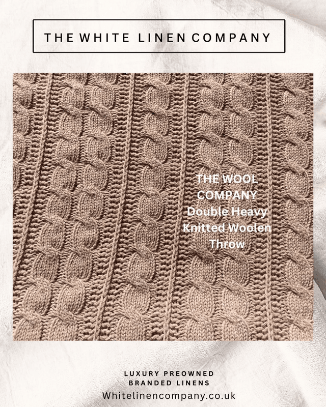 Beige Knitted Throw - The Wool Company 100% Wool