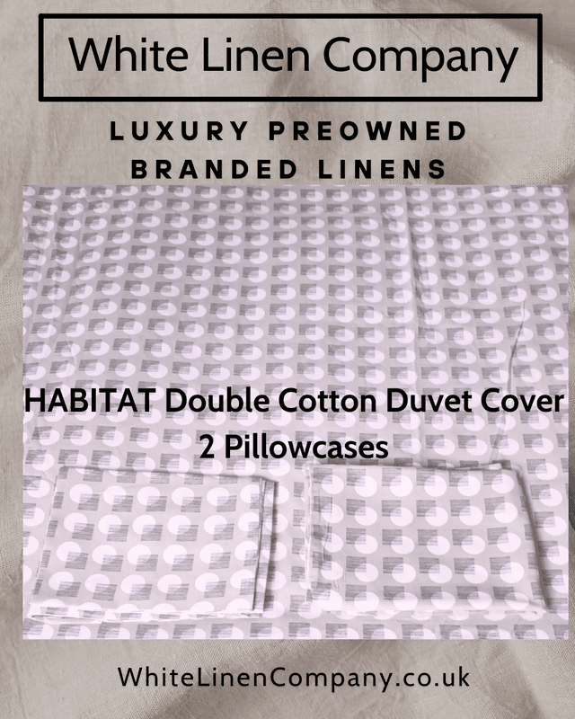 HABITAT - Pink &amp; Coffee Print -  100% Cotton Double Duvet Cover - Wooden Buttons - 2 x Pillowcases