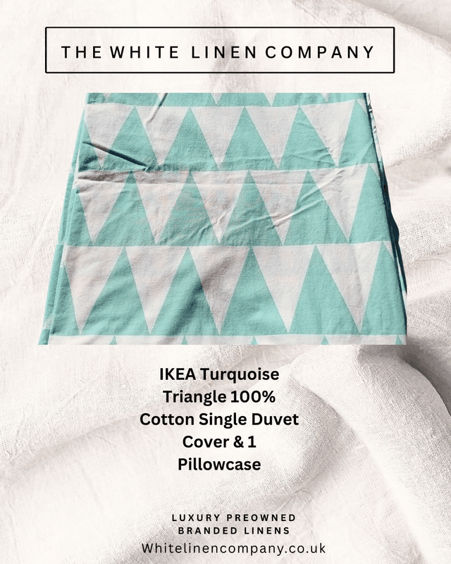 Ikea - Turquoise Triangle Pattern Single 100% Cotton Duvet Cover - Very Pretty (1)